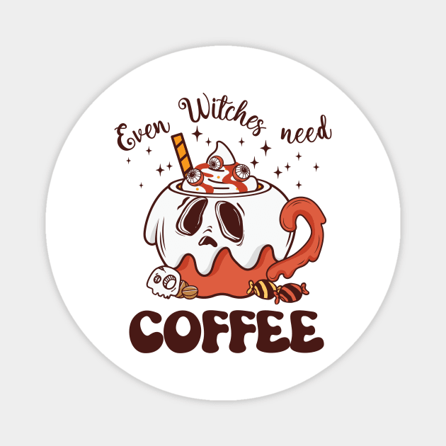 Even Witches Need Coffee Magnet by ARTGUMY